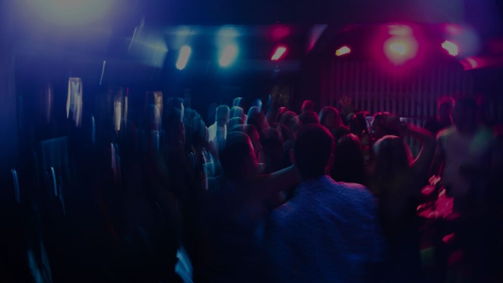 a photo of a strip club and people
