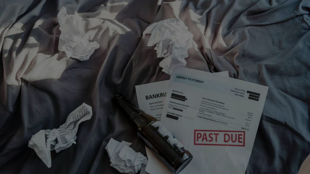 a photo of a bankruptcy and past due bills