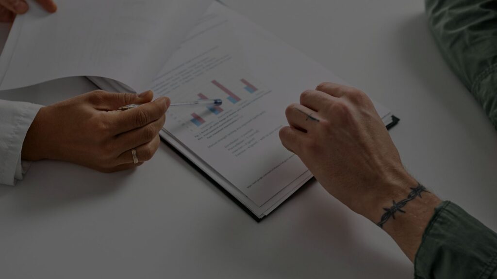 a photo of a document with client and attorney