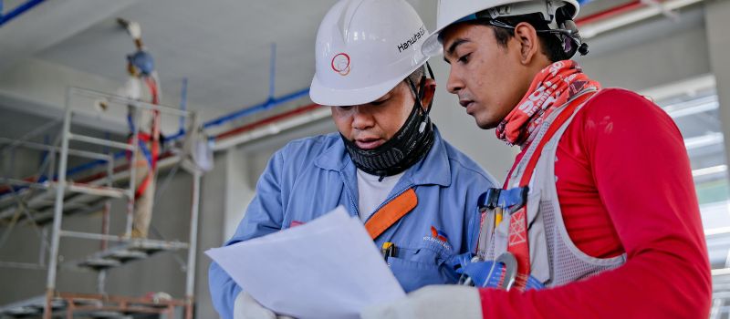 a photo of construction workers