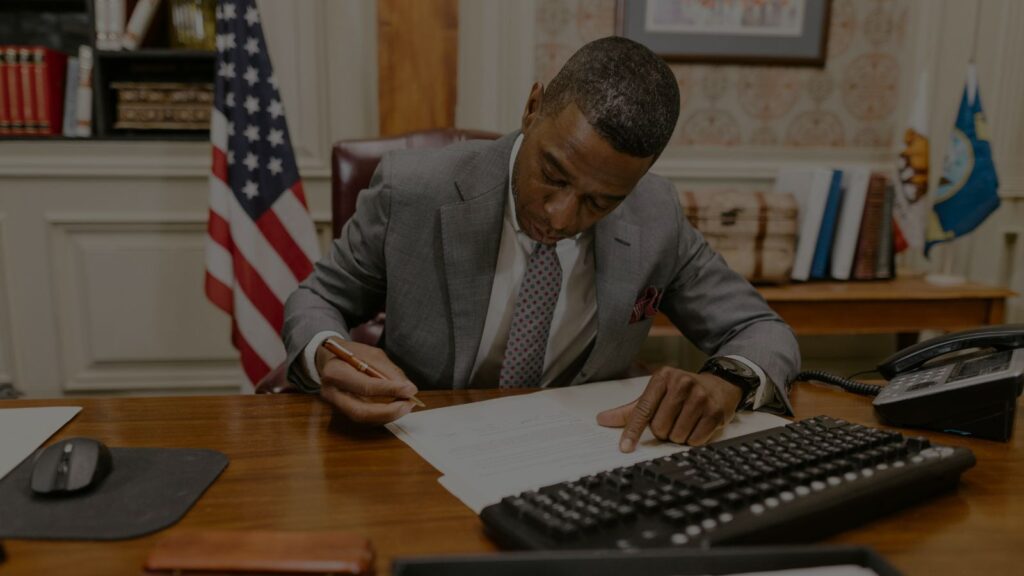 a lawyer assesing documents