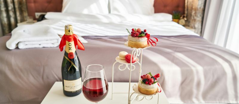 a photo of breakfast in bed in the hotel