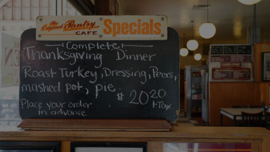 a special menu written on the board