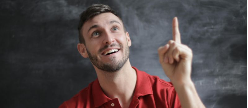 a photo of a man who came up with a good idea
