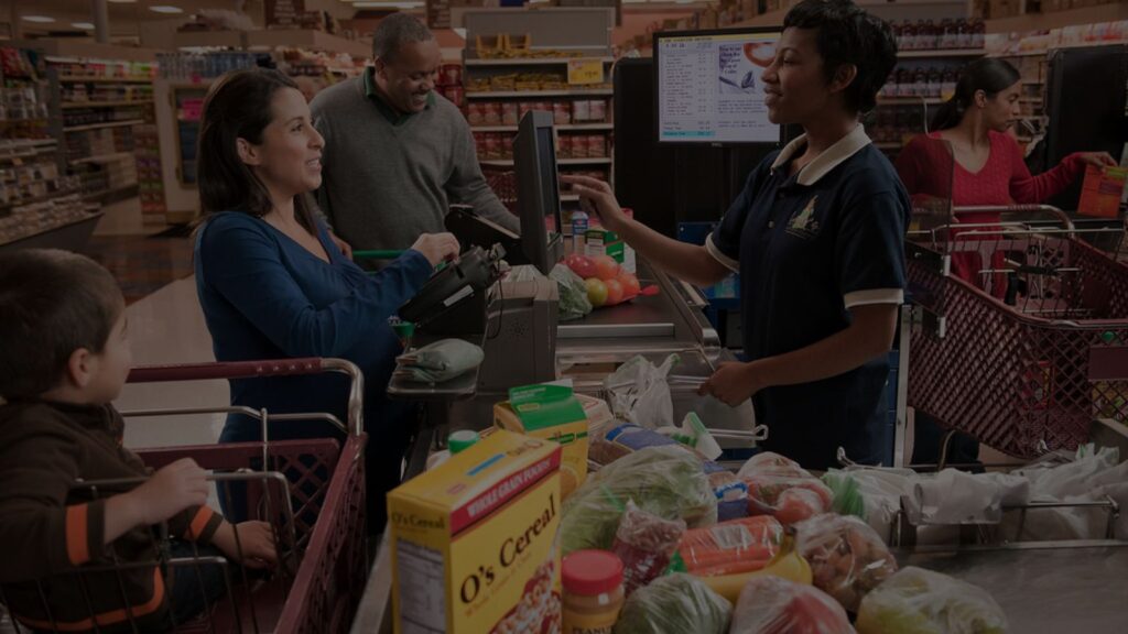 a photo of a shopper together her family