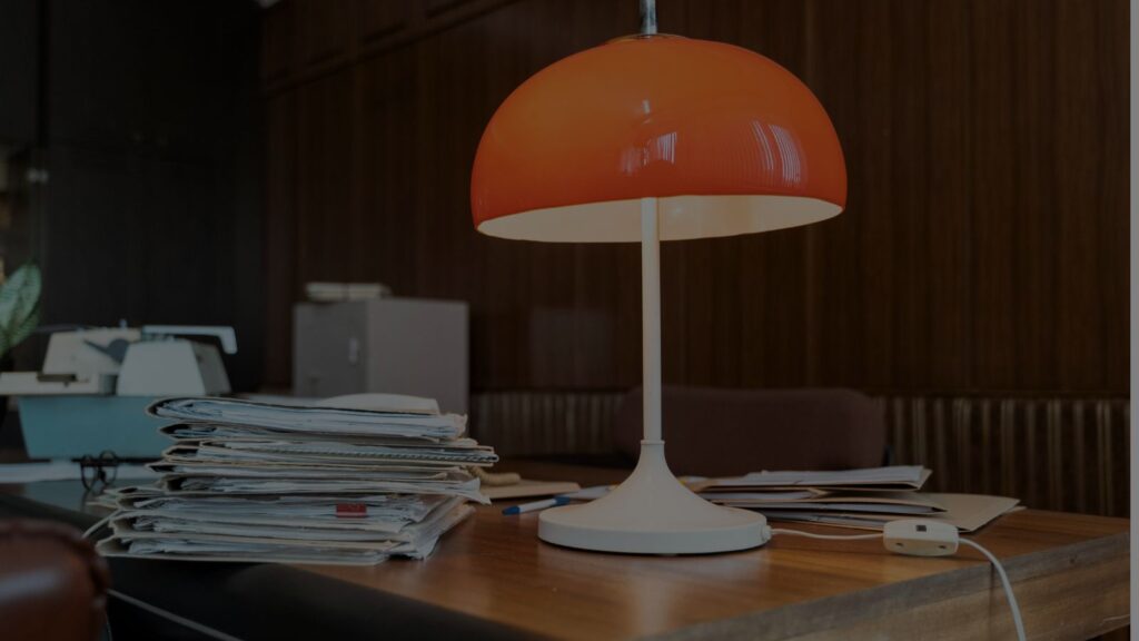 a lamp on a desk