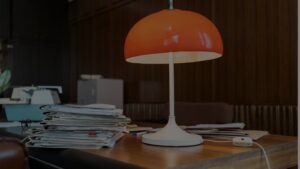a lamp on a desk