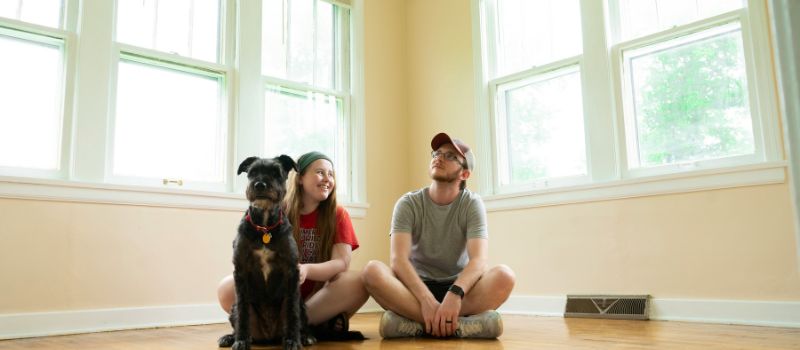 a family in their new home