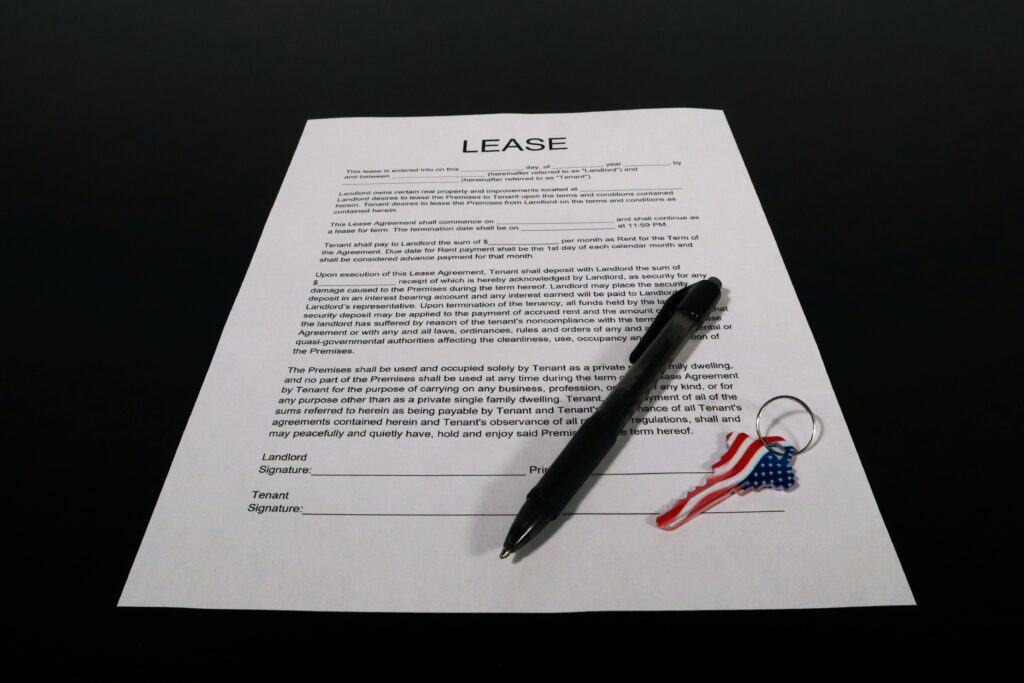 a lease paper and a key