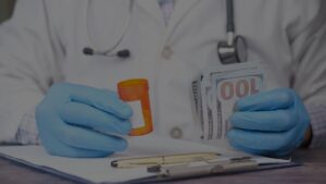 a physician reviewing medical charts