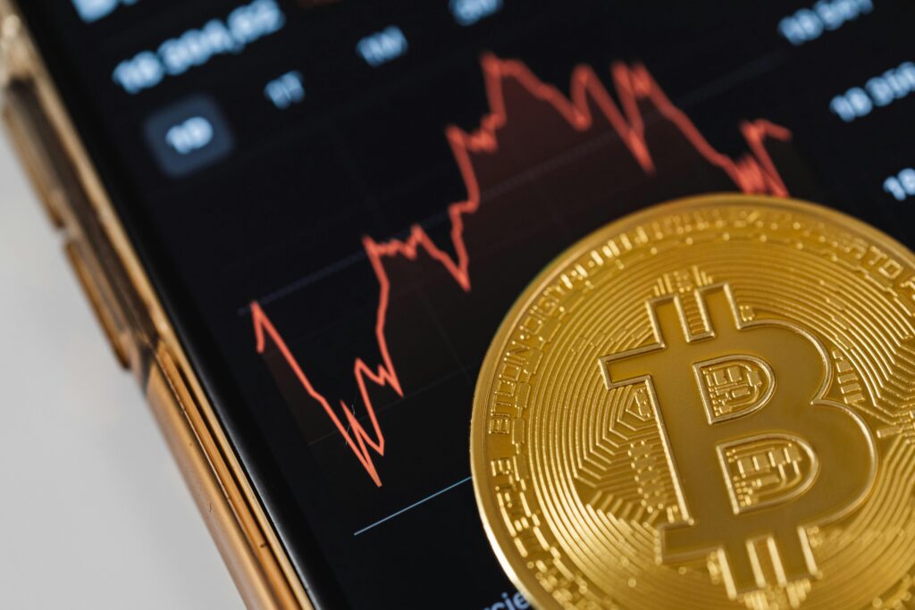 a bitcoin above phone