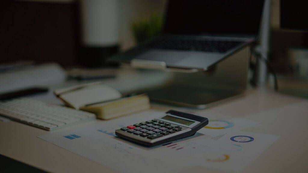 a calculator and documents